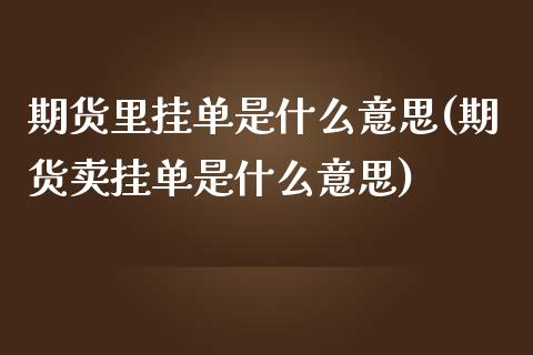 期货里挂单是什么意思(期货卖挂单是什么意思)_https://www.xmqjcw.com_期货百科_第1张