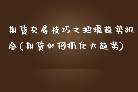 期货交易技巧之把握趋势机会(期货如何抓住大趋势)_https://www.xmqjcw.com_期货百科_第1张