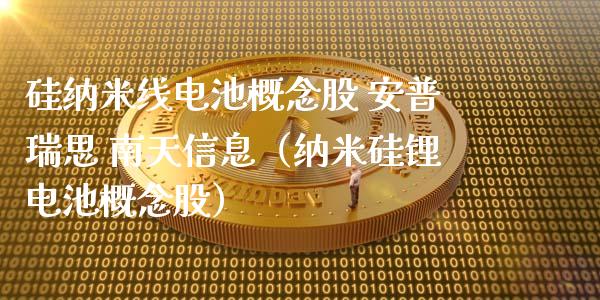 硅纳米线电池概念股 安普瑞思 南天信息（纳米硅锂电池概念股）_https://www.xmqjcw.com_股票投资_第1张