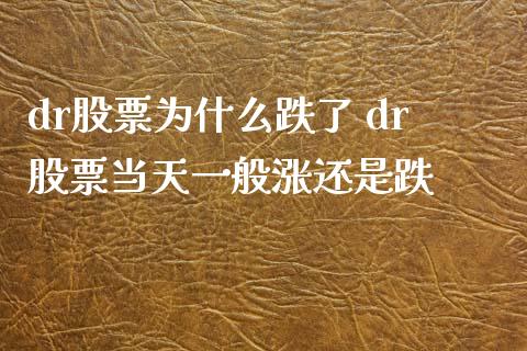 dr股票为什么跌了 dr股票当天一般涨还是跌_https://www.xmqjcw.com_股票投资_第1张