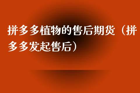 拼多多植物的售后期货（拼多多发起售后）_https://www.xmqjcw.com_期货直播室_第1张