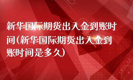 新**际期货出入金到账时间(新**际期货出入金到账时间是多久)_https://www.xmqjcw.com_期货投资_第1张