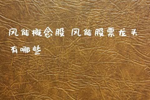 风能概念股 风能股票龙头有哪些_https://www.xmqjcw.com_股票投资_第1张
