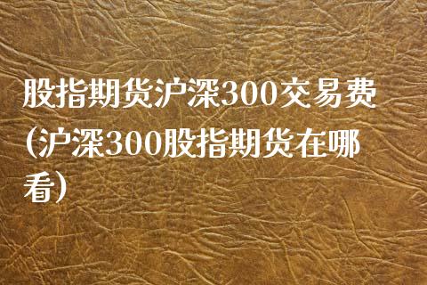 股指期货沪深300交易费(沪深300股指期货在哪看)_https://www.xmqjcw.com_期货百科_第1张