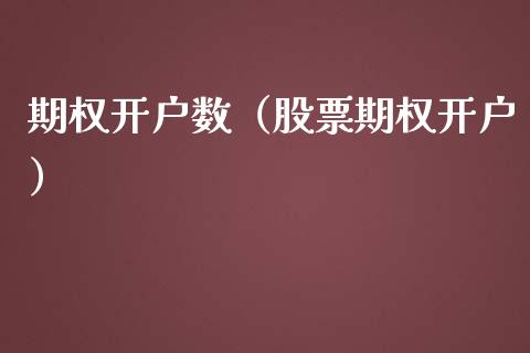 期权开户数（股票期权开户）_https://www.xmqjcw.com_期货行情_第1张