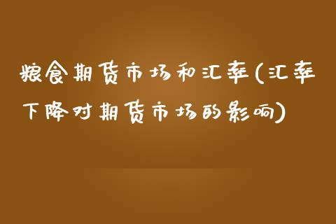 粮食期货市场和汇率(汇率下降对期货市场的影响)_https://www.xmqjcw.com_基金理财_第1张