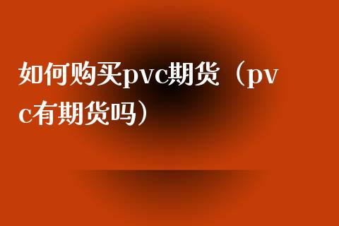 如何购买pvc期货（pvc有期货吗）_https://www.xmqjcw.com_期货直播室_第1张