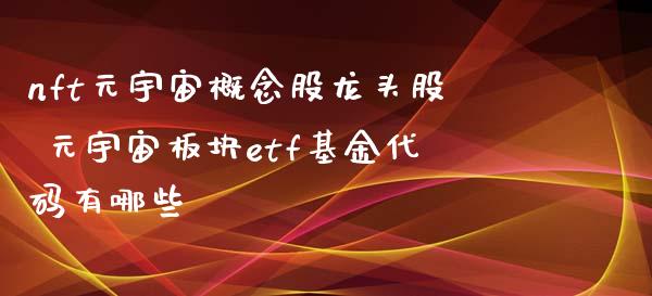 nft元宇宙概念股龙头股 元宇宙板块etf基金代码有哪些_https://www.xmqjcw.com_股票投资_第1张