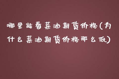 哪里能看菜油期货价格(为什么菜油期货价格那么低)_https://www.xmqjcw.com_期货行情_第1张