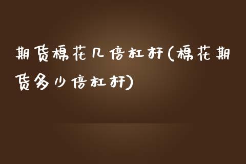期货棉花几倍杠杆(棉花期货多少倍杠杆)_https://www.xmqjcw.com_期货投资_第1张