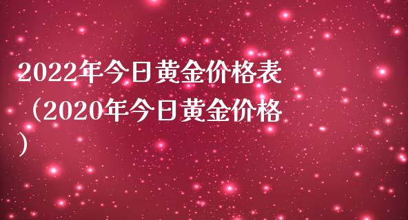2022年今日黄金价格表（2020年今日黄金价格）_https://www.xmqjcw.com_期货直播室_第1张
