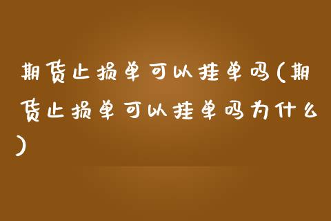 期货止损单可以挂单吗(期货止损单可以挂单吗为什么)_https://www.xmqjcw.com_期货投资_第1张