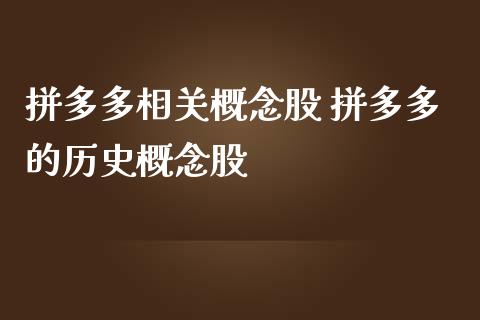 拼多多相关概念股 拼多多的历史概念股_https://www.xmqjcw.com_股票投资_第1张