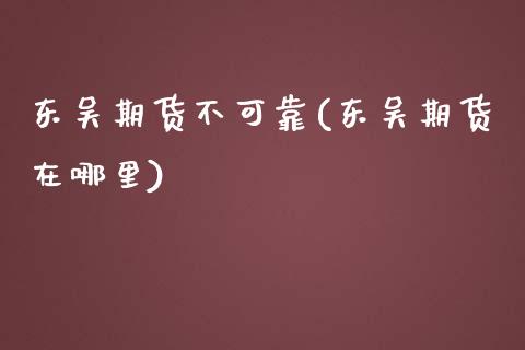 东吴期货不可靠(东吴期货在哪里)_https://www.xmqjcw.com_基金理财_第1张