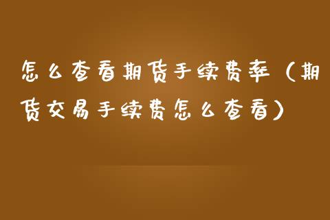 怎么查看期货手续费率（期货交易手续费怎么查看）_https://www.xmqjcw.com_期货行情_第1张