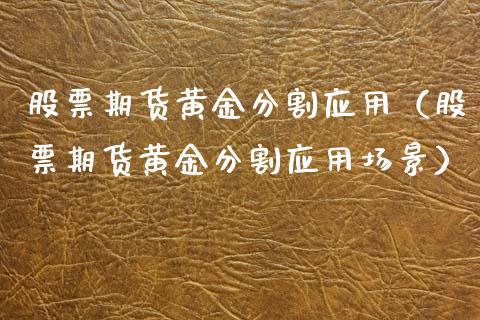 股票期货黄金分割应用（股票期货黄金分割应用场景）_https://www.xmqjcw.com_期货行情_第1张