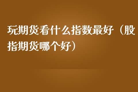 玩期货看什么指数最好（股指期货哪个好）_https://www.xmqjcw.com_期货行情_第1张