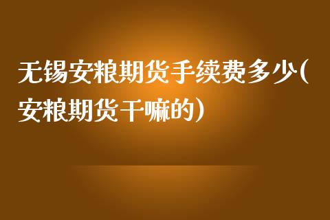 无锡安粮期货手续费多少(安粮期货的)_https://www.xmqjcw.com_股票投资_第1张