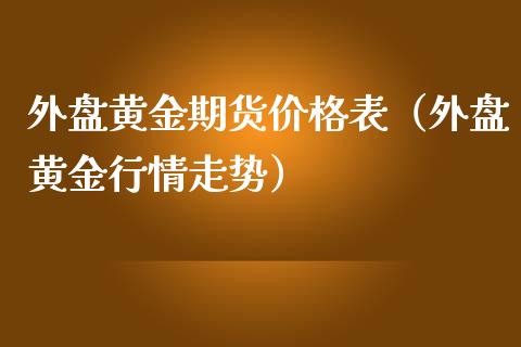 外盘黄金期货价格表（外盘黄金行情走势）_https://www.xmqjcw.com_期货直播室_第1张