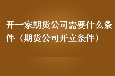 开一家期货公司需要什么条件（期货公司开立条件）_https://www.xmqjcw.com_期货开户_第1张