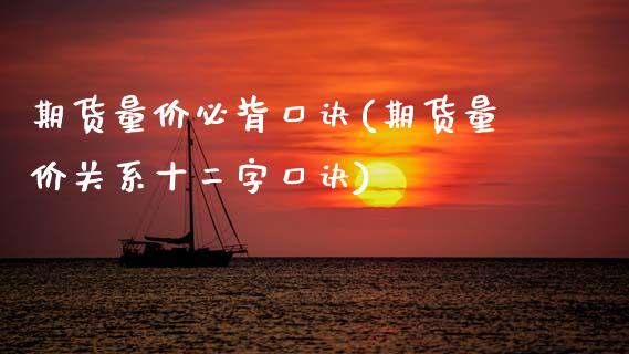 期货量价必背口诀(期货量价关系十二字口诀)_https://www.xmqjcw.com_期货百科_第1张