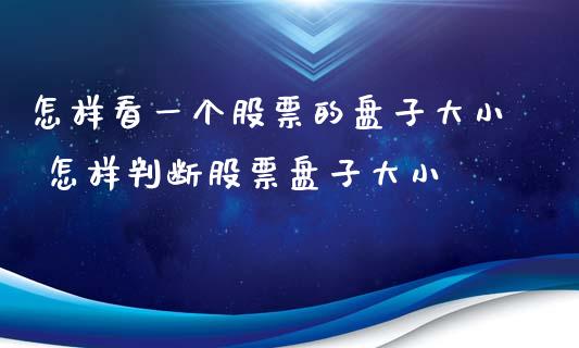 怎样看一个股票的盘子大小 怎样判断股票盘子大小_https://www.xmqjcw.com_股票投资_第1张