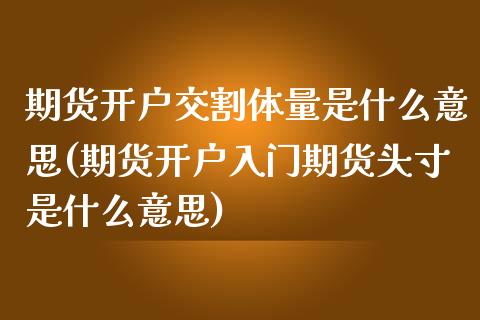 期货开户交割体量是什么意思(期货开户入门期货头寸是什么意思)_https://www.xmqjcw.com_期货投资_第1张