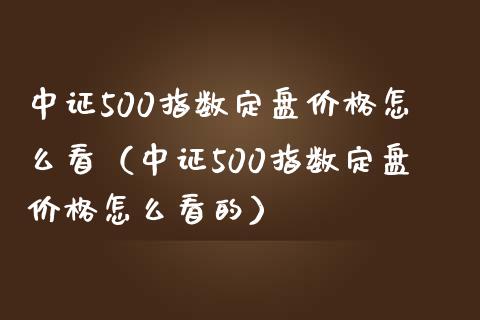 中证500指数定盘价格怎么看（中证500指数定盘价格怎么看的）_https://www.xmqjcw.com_期货行情_第1张