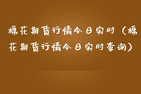 棉花期货行情今日实时（棉花期货行情今日实时查询）_https://www.xmqjcw.com_期货投资_第1张
