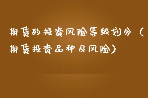 期货的投资风险等级划分（期货投资品种及风险）_https://www.xmqjcw.com_期货投资_第1张