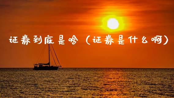 证券到底是啥（证券是什么啊）_https://www.xmqjcw.com_期货直播室_第1张