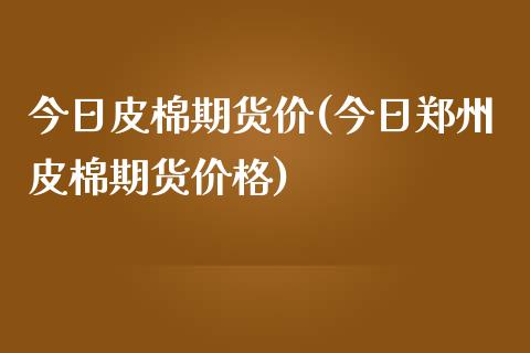 今日皮棉期货价(今日郑州皮棉期货价格)_https://www.xmqjcw.com_期货百科_第1张