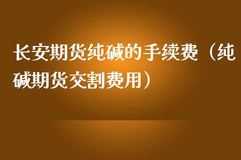 长安期货纯碱的手续费（纯碱期货交割费用）_https://www.xmqjcw.com_期货投资_第1张