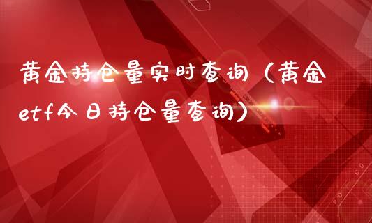 黄金持仓量实时查询（黄金etf今日持仓量查询）_https://www.xmqjcw.com_期货投资_第1张