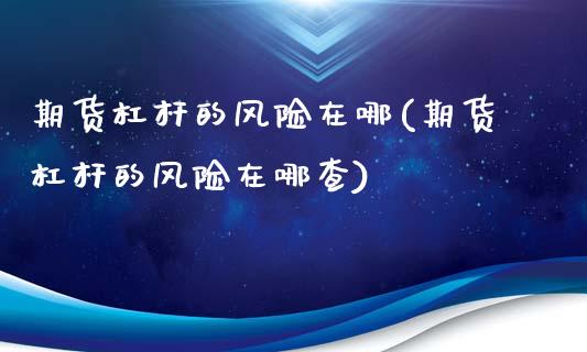 期货杠杆的风险在哪(期货杠杆的风险在哪查)_https://www.xmqjcw.com_期货投资_第1张