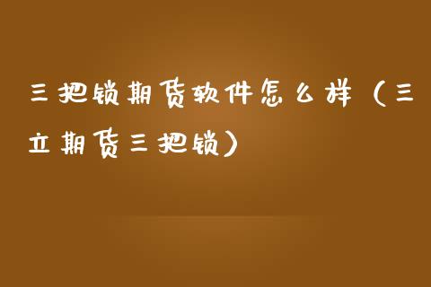 三把锁期货软件怎么样（三立期货三把锁）_https://www.xmqjcw.com_期货投资_第1张