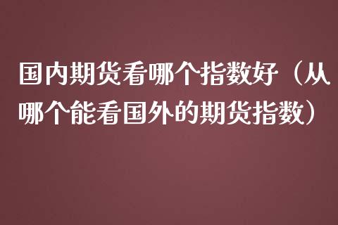 国内期货看哪个指数好（从哪个能看国外的期货指数）_https://www.xmqjcw.com_期货行情_第1张