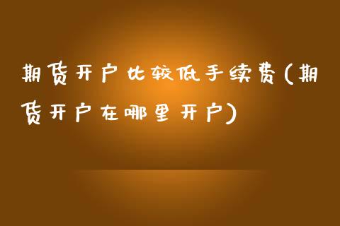 期货开户比较低手续费(期货开户在哪里开户)_https://www.xmqjcw.com_期货百科_第1张