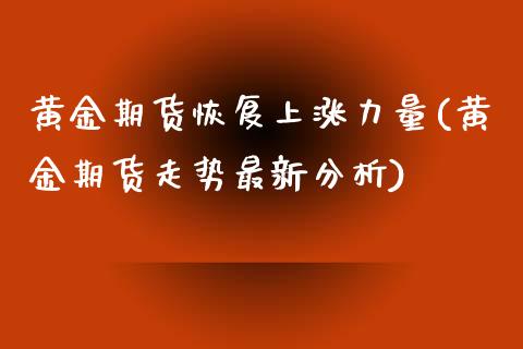 黄金期货恢复上涨力量(黄金期货走势最新分析)_https://www.xmqjcw.com_期货百科_第1张
