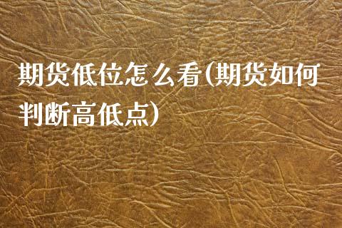 期货低位怎么看(期货如何判断高低点)_https://www.xmqjcw.com_期货百科_第1张