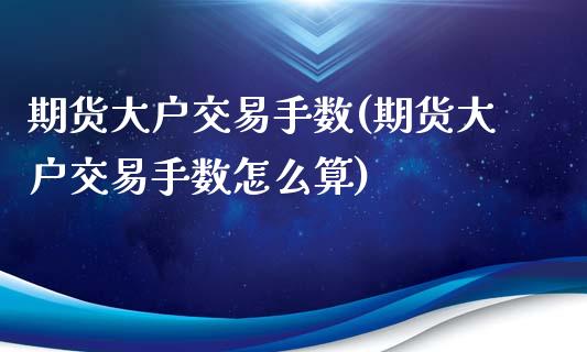 期货大户交易手数(期货大户交易手数怎么算)_https://www.xmqjcw.com_期货投资_第1张
