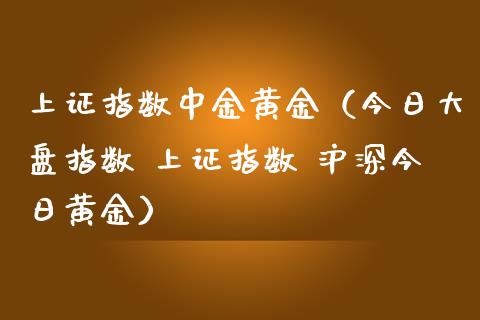 上证指数中金黄金（今日大盘指数 上证指数 沪深今日黄金）_https://www.xmqjcw.com_期货直播室_第1张