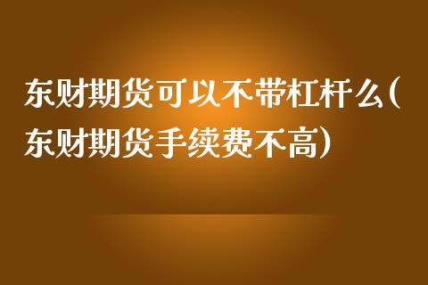 东财期货可以不带杠杆么(东财期货手续费不高)_https://www.xmqjcw.com_期货开户_第1张