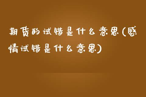期货的试错是什么意思(感情试错是什么意思)_https://www.xmqjcw.com_期货百科_第1张