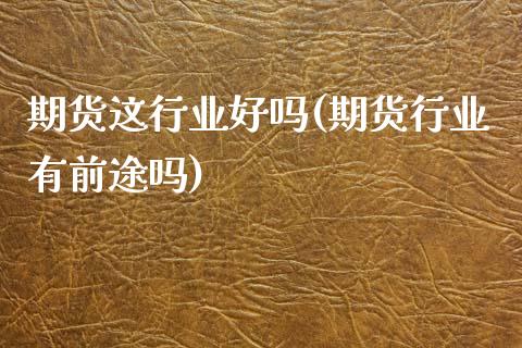 期货这行业好吗(期货行业有前途吗)_https://www.xmqjcw.com_期货投资_第1张