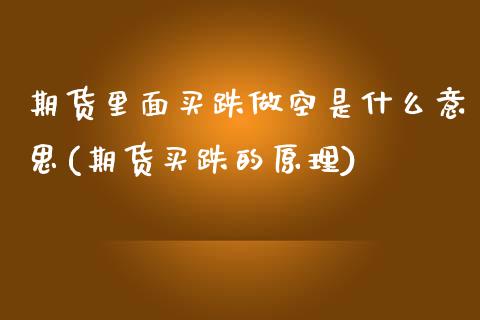 期货里面买跌做空是什么意思(期货买跌的原理)_https://www.xmqjcw.com_股票投资_第1张