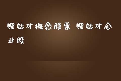 锂钴矿概念股票 锂钴矿企业股_https://www.xmqjcw.com_股票投资_第1张