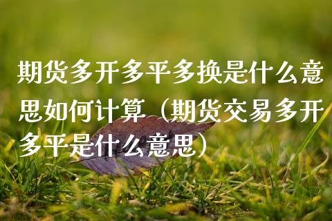 期货多开多平多换是什么意思如何计算（期货交易多开多平是什么意思）_https://www.xmqjcw.com_期货直播室_第1张