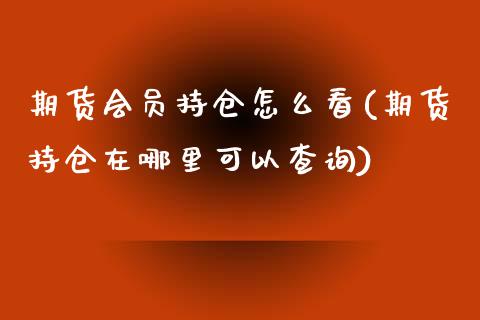 期货会员持仓怎么看(期货持仓在哪里可以查询)_https://www.xmqjcw.com_期货投资_第1张