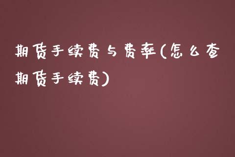 期货手续费与费率(怎么查期货手续费)_https://www.xmqjcw.com_期货百科_第1张